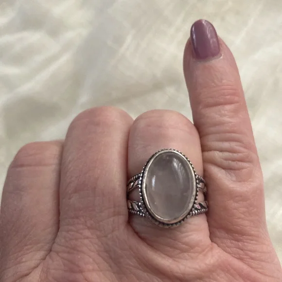 NEW Pink Quartz, 925 Silver, Antique Setting Ring, Size 8 - Picture 3 of 5